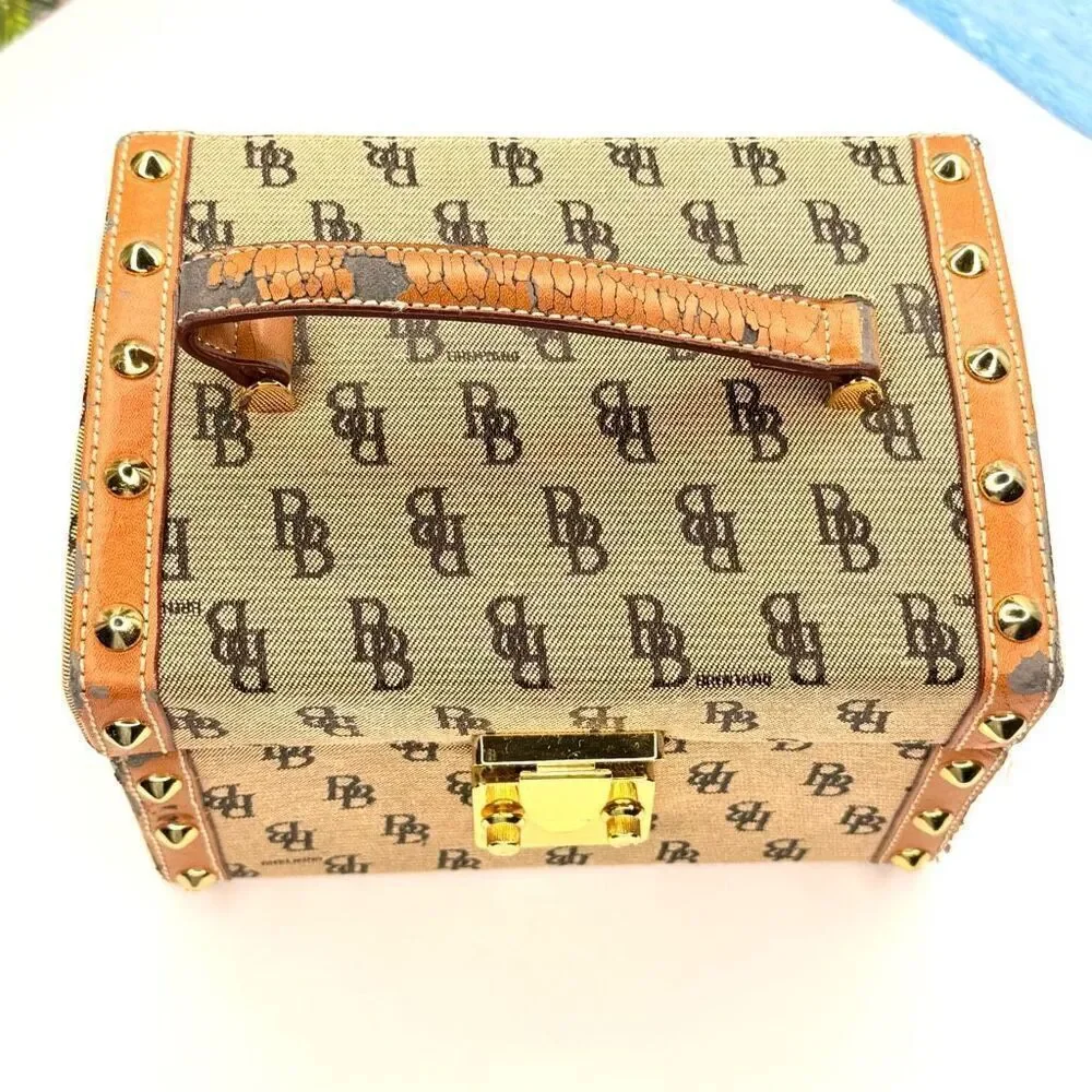 Vintage B. Brentano BB Monogram Vanity/Box Case, Made in Italy, Gold-Tone Lock